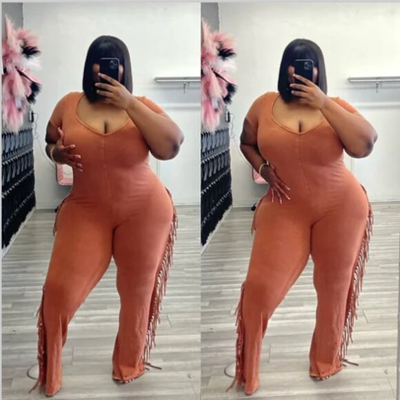 Pants - Rust Fringe Jumpsuit